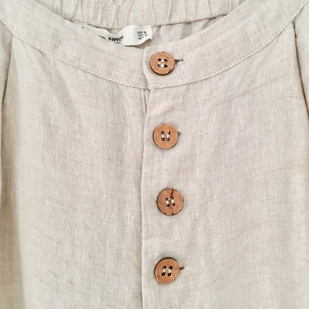 Mango Beige Linen Pants With Front Button Closure - image 5